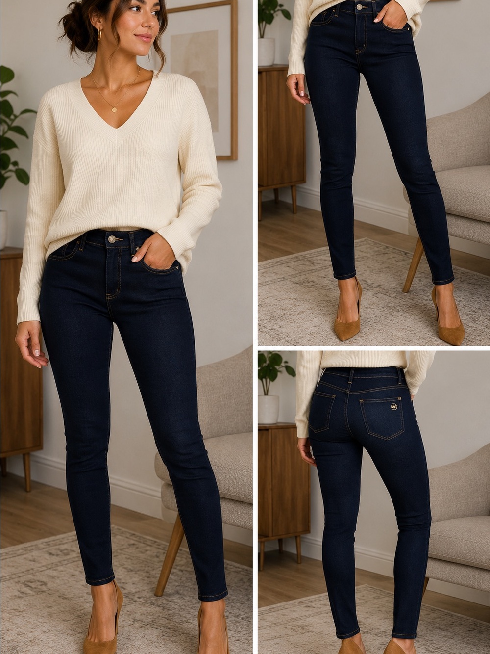Michael Kors Izzy Skinny Jeans Size 8 Dark Wash Stretch Denim 29” Inseam